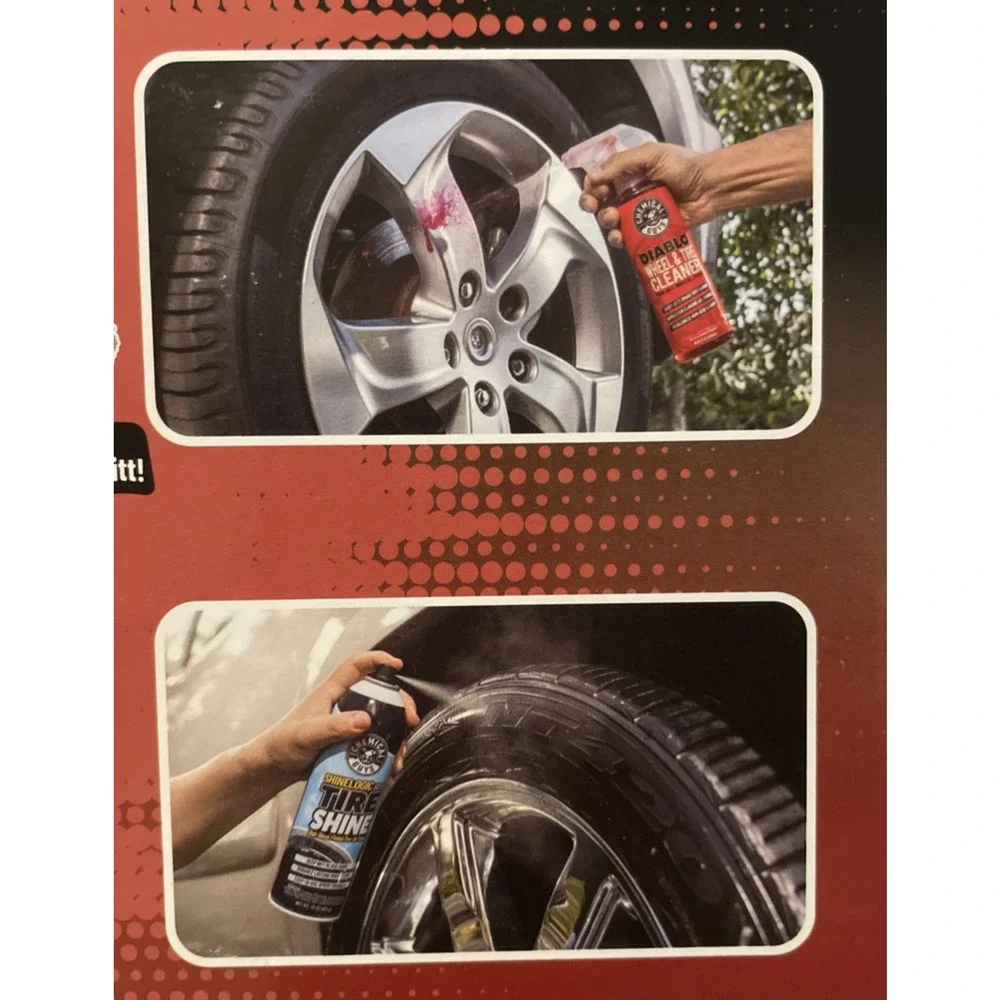 Chemical Guys Wheel & Tire Clean & Shine Essentials Kit 3 Items Included NIB